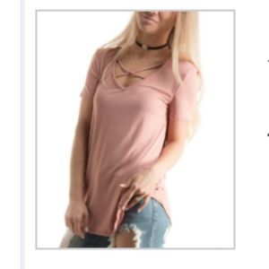 Crisscross v-neck tee